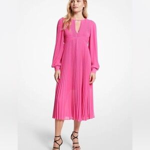 Michael Kors Pink Pleated Midi Dress